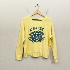 MOTHER The Square Crabby Graphic Print Crew Neck Sweatshirt Yellow